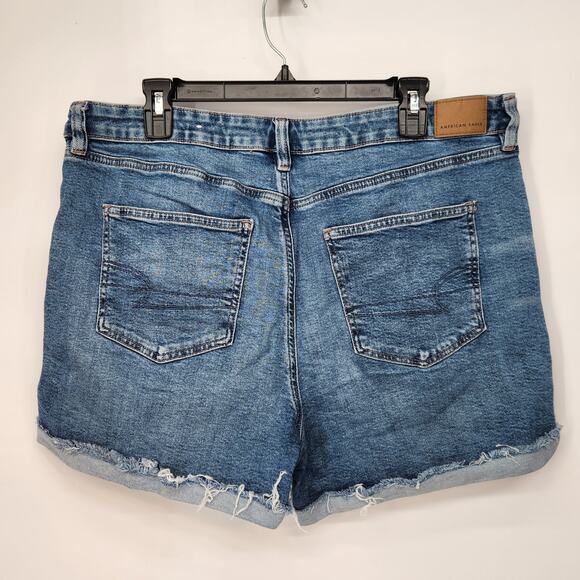 American Eagle Stretch Blue Denim Medium Wash Mom Shorts Plus Women's 16 - Picture 10 of 10